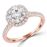 Round Diamond Cathedral Halo Engagement Ring in Rose Gold with Accents (MVS0261-R)