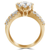 Round Diamond Three-Row Pinched Split-Shank Halo Engagement Ring in Yellow Gold (MVS0265-Y)