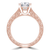 Round Diamond Vintage Cathedral Solitaire with Accents Engagement Ring in Rose Gold (MVS0285-R)