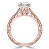 Round Diamond Vintage 6-Prong Cathedral Solitaire with Accents Engagement Ring in Rose Gold (MVS0287-R)