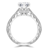 Round Diamond Vintage 6-Prong Cathedral Solitaire with Accents Engagement Ring in White Gold (MVS0287-W)