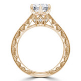 Round Diamond Vintage 6-Prong Cathedral Solitaire with Accents Engagement Ring in Yellow Gold (MVS0287-Y)