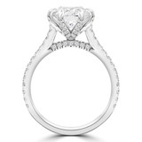 Round Diamond 6-Prong Cathedral Diamond Bridge and Prongs Solitaire with Accents Engagement Ring in White Gold (MVS0288-W)