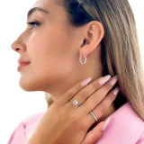 Round Diamond 6-Prong Cathedral Diamond Bridge and Prongs Solitaire with Accents Engagement Ring in White Gold (MVS0288-W)