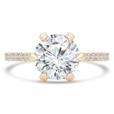 Round Diamond 6-Prong Cathedral Diamond Bridge and Prongs Solitaire with Accents Engagement Ring in Yellow Gold (MVS0288-Y)