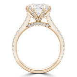 Round Diamond 6-Prong Cathedral Diamond Bridge and Prongs Solitaire with Accents Engagement Ring in Yellow Gold (MVS0288-Y)