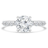 Round Diamond Shared Prong Solitaire with Accents Engagement Ring in White Gold (MVS0289-W)