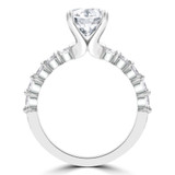 Round Diamond Shared Prong Solitaire with Accents Engagement Ring in White Gold (MVS0289-W)