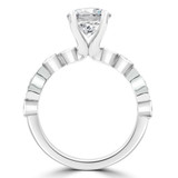 Round Diamond Solitaire with Accents Engagement Ring in White Gold Bezel Set Accents (MVS0295-W)