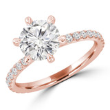 Round Diamond 6-Prong Solitaire with Accents Engagement Ring in Rose Gold (MVS0297-R)