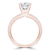 Round Diamond Three-Row Tapered Split-Shank Solitaire with Accents Engagement Ring in Rose Gold (MVS0299-R)