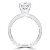 Round Diamond Three-Row Tapered Split-Shank Solitaire with Accents Engagement Ring in White Gold (MVS0299-W)