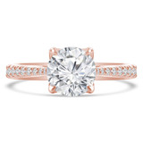 Round Diamond Tapered Cathedral Solitaire with Accents Engagement Ring in Rose Gold (MVS0300-R)