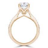Round Diamond Tapered Cathedral Solitaire with Accents Engagement Ring in Yellow Gold (MVS0300-Y)
