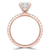 Round Diamond Diamond Prongs Solitaire with Accents Engagement Ring in Rose Gold (MVS0301-R)