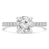 Round Diamond Diamond Prongs Solitaire with Accents Engagement Ring in White Gold (MVS0301-W)