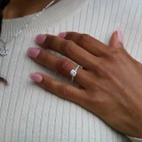 Round Diamond Diamond Prongs Solitaire with Accents Engagement Ring in White Gold (MVS0301-W)