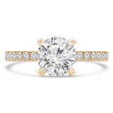 Round Diamond Diamond Prongs Solitaire with Accents Engagement Ring in Yellow Gold (MVS0301-Y)