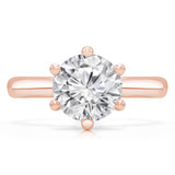 Round Diamond 6-Prong Hidden Halo Solitaire with Accents Engagement Ring in Rose Gold (MVS0304-R)