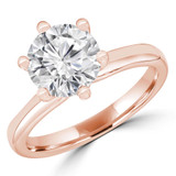 Round Diamond 6-Prong Hidden Halo Solitaire with Accents Engagement Ring in Rose Gold (MVS0304-R)