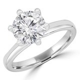 Round Diamond 6-Prong Hidden Halo Solitaire with Accents Engagement Ring in White Gold (MVS0304-W)