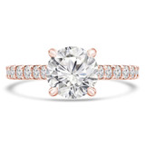 Round Diamond Cathedral Solitaire with Accents Engagement Ring in Rose Gold (MVS0305-R)