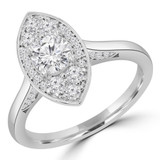Round Diamond Marquise Cathedral Halo Engagement Ring in White Gold (MVS0306-W)