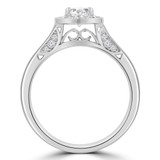 Round Diamond Marquise Cathedral Halo Engagement Ring in White Gold (MVS0306-W)