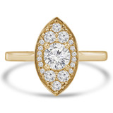Round Diamond Marquise Cathedral Halo Engagement Ring in Yellow Gold (MVS0306-Y)