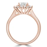 Round Diamond Tapered Floral Halo Engagement Ring in Rose Gold (MVS0308-R)