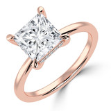 2.07 CTW Princess Lab Created Diamond Hidden Halo Solitaire with Accents Engagement Ring With an IGI Certified 2 CT VS1 D Center in 14K Rose Gold (MVSHE1312-R)