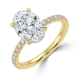 2.33 CTW Oval Lab Created Diamond Hidden Halo Solitaire with Accents Engagement Ring With an IGI Certified 2 CT VS1 D Center in 14K Yellow Gold (MVSHE1463-Y)