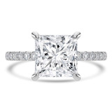 2.33 CTW Princess Lab Created Diamond Hidden Halo Solitaire with Accents Engagement Ring With an IGI Certified 2 CT VS1 D Center in 14K White Gold (MVSHE1465-W)