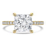 2.33 CTW Princess Lab Created Diamond Hidden Halo Solitaire with Accents Engagement Ring With an IGI Certified 2 CT VS1 D Center in 14K Yellow Gold (MVSHE1465-Y)