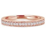 Round Lab Created Diamond Semi-Eternity Wedding Band Ring in Rose Gold (MVSXB1011-R)