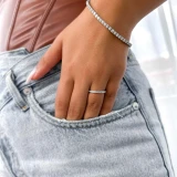 Round Lab Created Diamond Semi-Eternity Wedding Band Ring in White Gold (MVSXB1011-W)