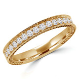 Round Lab Created Diamond Semi-Eternity Wedding Band Ring in Yellow Gold (MVSXB1013-Y)