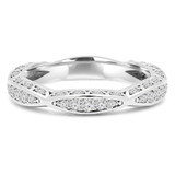 Round Lab Created Diamond Vintage Twisted Semi-Eternity Wedding Band Ring in White Gold (MVSXB1014-W)