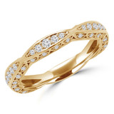Round Lab Created Diamond Vintage Twisted Semi-Eternity Wedding Band Ring in Yellow Gold (MVSXB1014-Y)