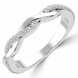 Round Lab Created Diamond Infinity Semi-Eternity Wedding Band Ring in White Gold (MVSXB1015-W)