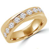 Round Lab Created Diamond Fashion Semi-Eternity Wedding Band Ring in Yellow Gold (MVSXB1016-Y)