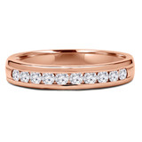 Round Lab Created Diamond Channel Set Semi-Eternity Wedding Band Ring in Rose Gold (MVSXB1042-R)