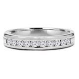 Round Lab Created Diamond Channel Set Semi-Eternity Wedding Band Ring in White Gold (MVSXB1042-W)