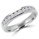 Round Lab Created Diamond Channel Set Semi-Eternity Wedding Band Ring in White Gold (MVSXB1042-W)
