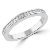 Round Lab Created Diamond Semi-Eternity Wedding Band Ring in White Gold (MVSXB1047-W)