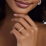 Round Lab Created Diamond Semi-Eternity Wedding Band Ring in Yellow Gold (MVSXB1048-Y)