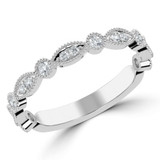Round Lab Created Diamond Semi-Eternity Wedding Band Ring in White Gold (MVSXB1049-W)