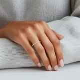 Round Lab Created Diamond Semi-Eternity Wedding Band Ring in Yellow Gold (MVSXB1049-Y)