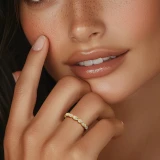 Round Lab Created Diamond Semi-Eternity Wedding Band Ring in Yellow Gold (MVSXB1049-Y)