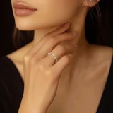 Round Lab Created Diamond Semi-Eternity Wedding Band Ring in White Gold (MVSXB1055-W)